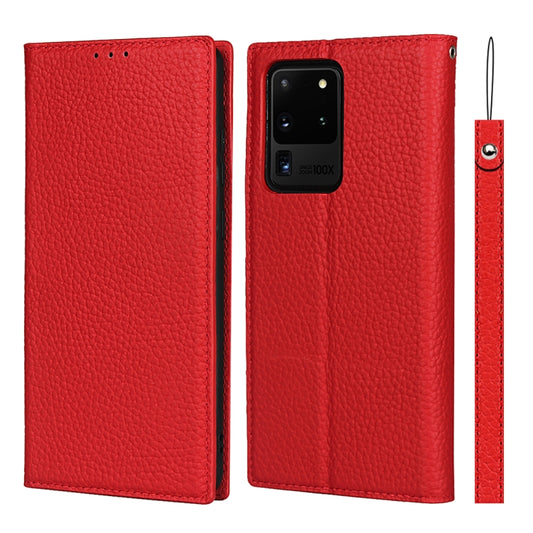 For Samsung Galaxy S20 Ultra Litchi Genuine Leather Phone Case(Red) - Galaxy Phone Cases by buy2fix | Online Shopping UK | buy2fix