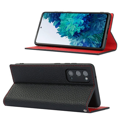 For Samsung Galaxy S20 FE Litchi Texture Horizontal Flip Top Layer Cowhide Leather Case with Holder & Card Slots & Wallet & Strap & Wire Winder(Black) - Galaxy S20 FE Cases by buy2fix | Online Shopping UK | buy2fix