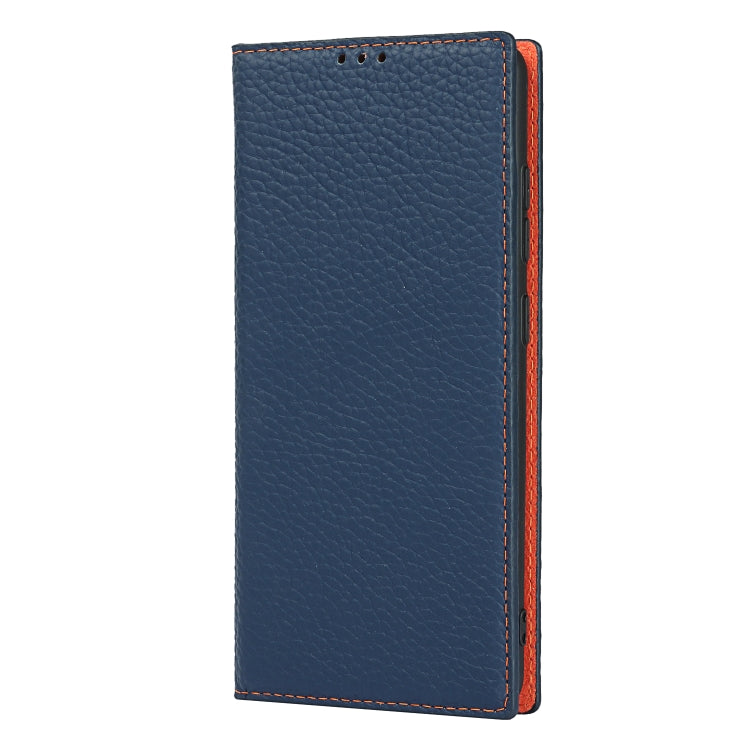 For Samsung Galaxy S20 FE Litchi Texture Horizontal Flip Top Layer Cowhide Leather Case with Holder & Card Slots & Wallet & Strap & Wire Winder(Dark Blue) - Galaxy S20 FE Cases by buy2fix | Online Shopping UK | buy2fix