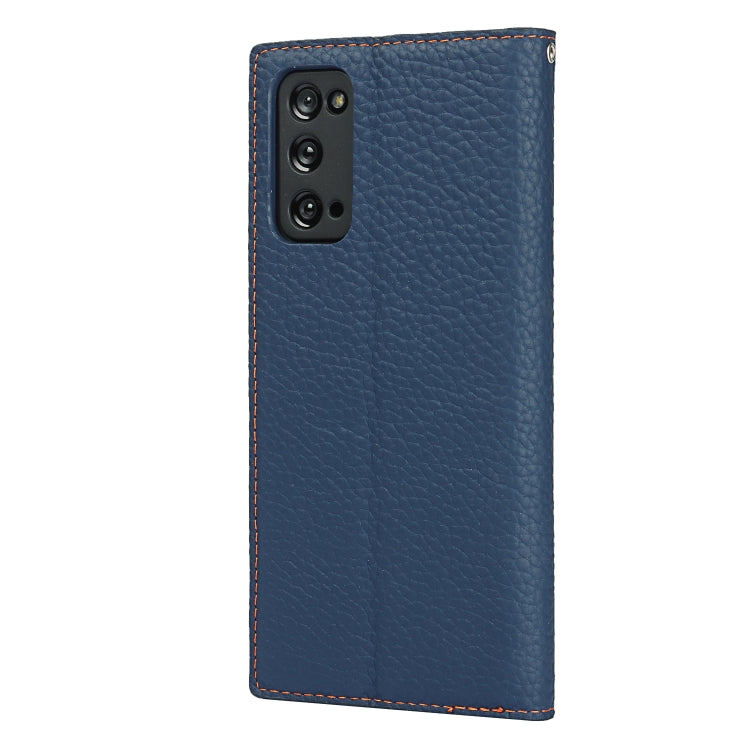For Samsung Galaxy S20 FE Litchi Texture Horizontal Flip Top Layer Cowhide Leather Case with Holder & Card Slots & Wallet & Strap & Wire Winder(Dark Blue) - Galaxy S20 FE Cases by buy2fix | Online Shopping UK | buy2fix