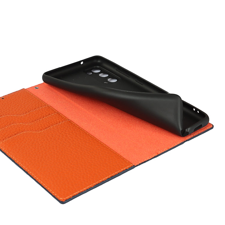 For Samsung Galaxy S20 FE Litchi Texture Horizontal Flip Top Layer Cowhide Leather Case with Holder & Card Slots & Wallet & Strap & Wire Winder(Dark Blue) - Galaxy S20 FE Cases by buy2fix | Online Shopping UK | buy2fix