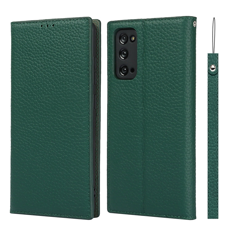For Samsung Galaxy S20 FE Litchi Texture Horizontal Flip Top Layer Cowhide Leather Case with Holder & Card Slots & Wallet & Strap & Wire Winder(Green) - Galaxy S20 FE Cases by buy2fix | Online Shopping UK | buy2fix