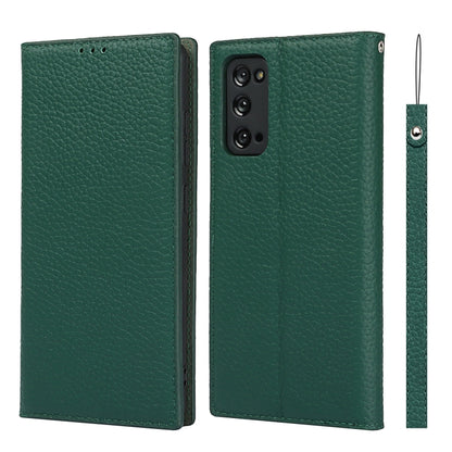 For Samsung Galaxy S20 FE Litchi Texture Horizontal Flip Top Layer Cowhide Leather Case with Holder & Card Slots & Wallet & Strap & Wire Winder(Green) - Galaxy S20 FE Cases by buy2fix | Online Shopping UK | buy2fix
