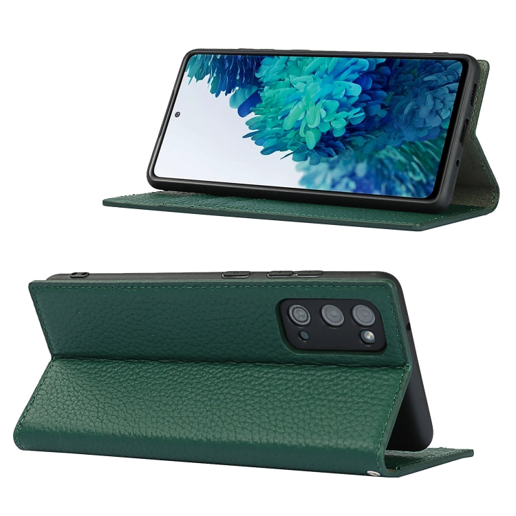 For Samsung Galaxy S20 FE Litchi Texture Horizontal Flip Top Layer Cowhide Leather Case with Holder & Card Slots & Wallet & Strap & Wire Winder(Green) - Galaxy S20 FE Cases by buy2fix | Online Shopping UK | buy2fix