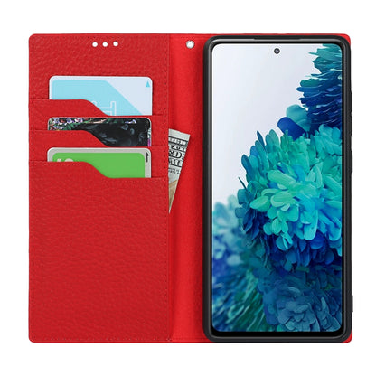 For Samsung Galaxy S20 FE Litchi Texture Horizontal Flip Top Layer Cowhide Leather Case with Holder & Card Slots & Wallet & Strap & Wire Winder(Red) - Galaxy S20 FE Cases by buy2fix | Online Shopping UK | buy2fix