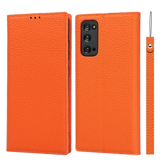 For Samsung Galaxy S20 FE Litchi Texture Horizontal Flip Top Layer Cowhide Leather Case with Holder & Card Slots & Wallet & Strap & Wire Winder(Orange) - Galaxy S20 FE Cases by buy2fix | Online Shopping UK | buy2fix