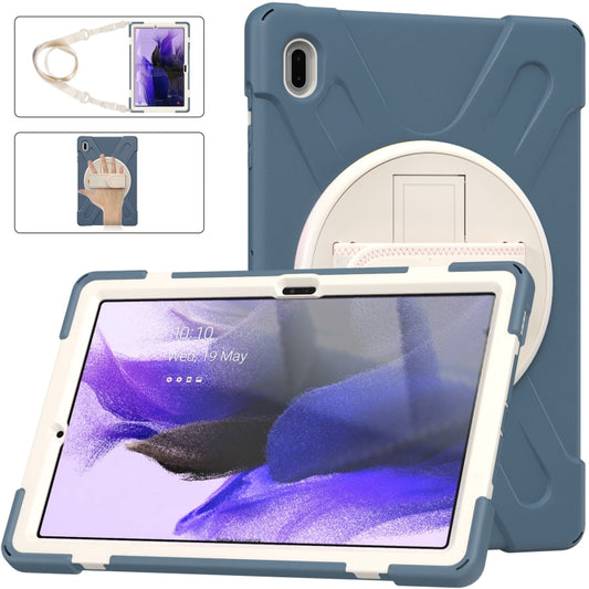 For Samsung Galaxy Tab S7 FE T730 / S7+ / S9+ /S8+ Silicone + PC Protective Case with Holder & Shoulder Strap(Cornflower Blue) by buy2fix
