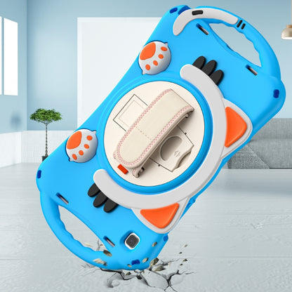 For Samsung Galaxy Tab A7 10.4 2020 SM-T500 Cute Cat King Kids Shockproof Silicone Tablet Case with Holder & Shoulder Strap & Handle(Light Blue) - Other Galaxy Tab PC by buy2fix | Online Shopping UK | buy2fix