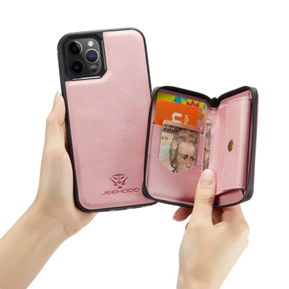 For iPhone 12 mini JEEHOOD Magnetic Zipper Horizontal Flip Leather Case with Holder & Card Slot & Wallet (Pink) - iPhone 12 mini Cases by JEEHOOD | Online Shopping UK | buy2fix