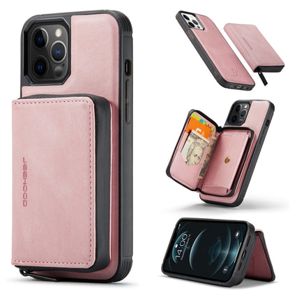 For iPhone 12 / 12 Pro JEEHOOD Magnetic Zipper Horizontal Flip Leather Case with Holder & Card Slot & Wallet(Pink) - iPhone 12 / 12 Pro Cases by JEEHOOD | Online Shopping UK | buy2fix