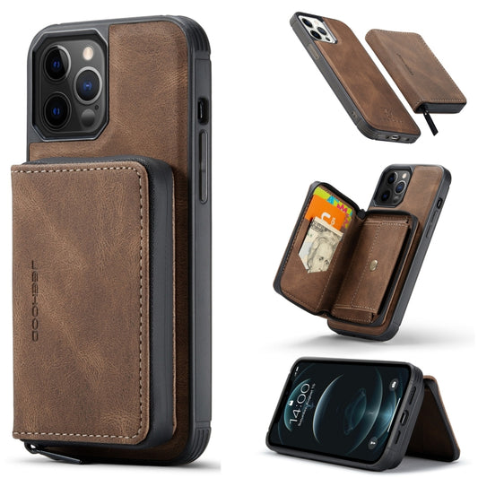 For iPhone 12 / 12 Pro JEEHOOD Magnetic Zipper Horizontal Flip Leather Case with Holder & Card Slot & Wallet(Brown) - iPhone 12 / 12 Pro Cases by JEEHOOD | Online Shopping UK | buy2fix