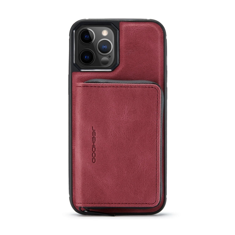 For iPhone 12 / 12 Pro JEEHOOD Magnetic Zipper Horizontal Flip Leather Case with Holder & Card Slot & Wallet(Red) - iPhone 12 / 12 Pro Cases by JEEHOOD | Online Shopping UK | buy2fix