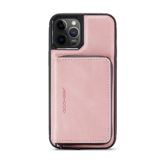 For iPhone 12 Pro Max JEEHOOD Magnetic Zipper Horizontal Flip Leather Case with Holder & Card Slot & Wallet(Pink) - iPhone 12 Pro Max Cases by JEEHOOD | Online Shopping UK | buy2fix