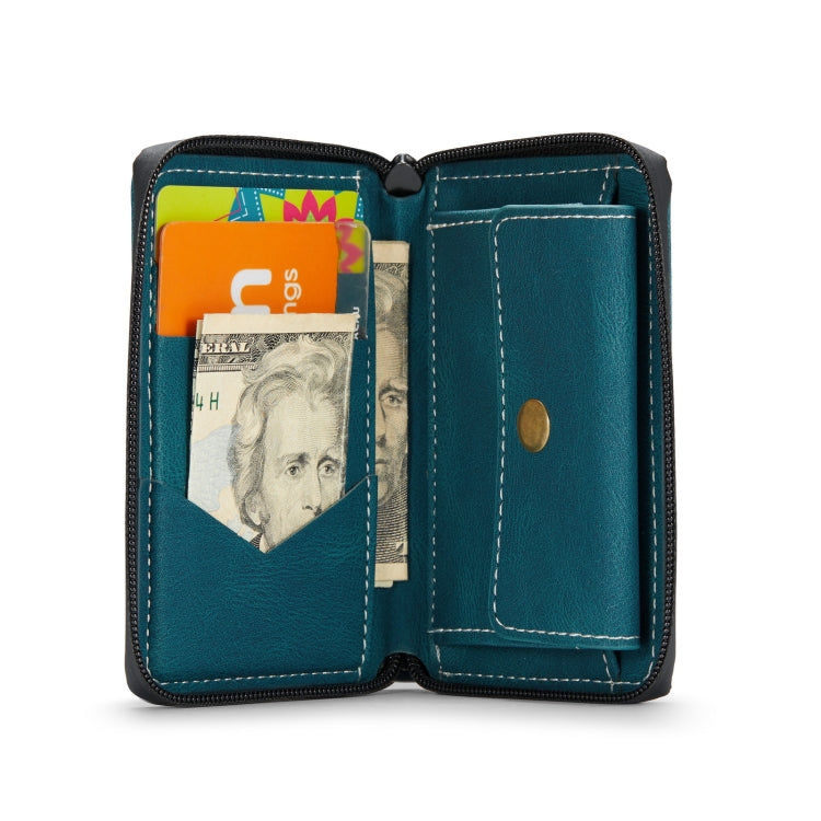 For iPhone 12 Pro Max JEEHOOD Magnetic Zipper Horizontal Flip Leather Case with Holder & Card Slot & Wallet(Blue) - iPhone 12 Pro Max Cases by JEEHOOD | Online Shopping UK | buy2fix