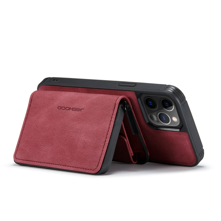 For iPhone 12 Pro Max JEEHOOD Magnetic Zipper Horizontal Flip Leather Case with Holder & Card Slot & Wallet(Red) - iPhone 12 Pro Max Cases by JEEHOOD | Online Shopping UK | buy2fix