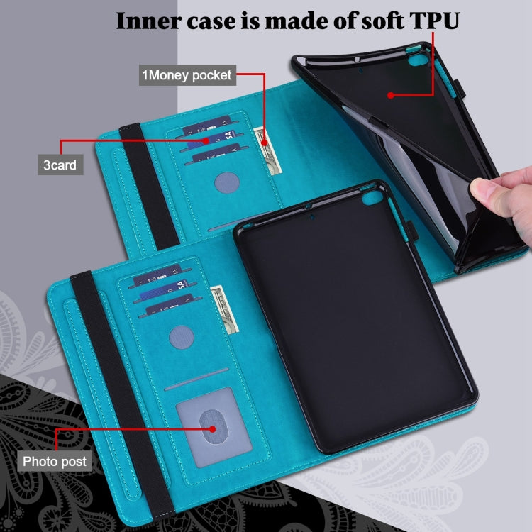 Lace Flower Embossing Pattern Horizontal Flip Leather Case with Holder & Card Slots & Wallet & Photo Frame & Sleep / Wake-up Function For iPad Pro 10.5 2017 / 10.2 2019(Blue) - iPad Pro 10.5 inch Cases by buy2fix | Online Shopping UK | buy2fix
