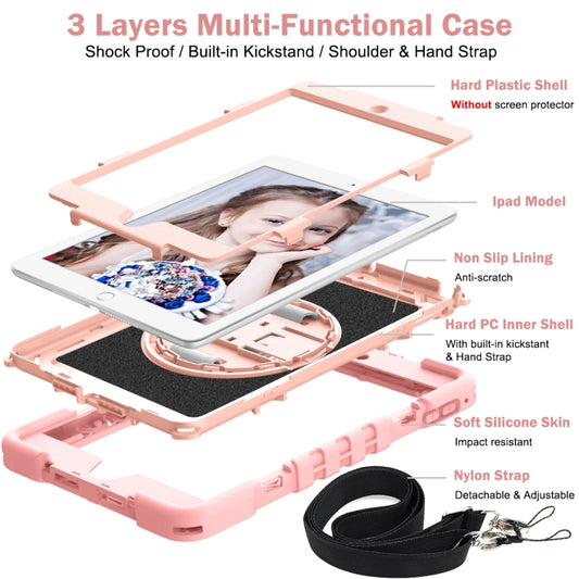 360 Degree Rotation Contrast Color Shockproof Silicone + PC Case with Holder & Hand Grip Strap & Shoulder Strap For iPad mini (2019) / 4(Rose Gold) - iPad mini (2019) / mini 5 Cases by buy2fix | Online Shopping UK | buy2fix