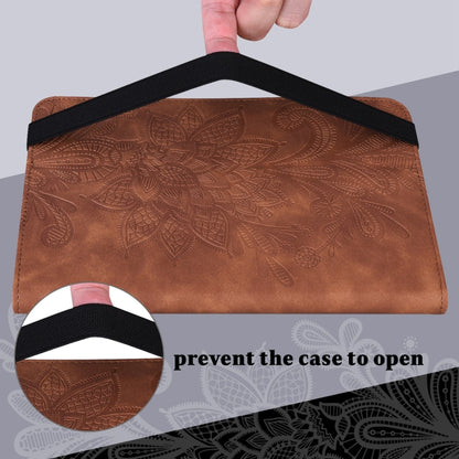 For Samsung Galaxy Tab S8 / Galaxy Tab S7 SM-T870/SM-T875/SM-T876B Lace Flower Embossing Pattern Horizontal Flip Leather Case with Holder & Card Slots & Wallet & Photo Frame(Brown) by buy2fix