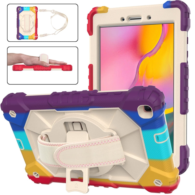 For Samsung Galaxy Tab A 8.0 (2019)T290/T295 Contrast Color Robot Shockproof Silicon + PC Protective Case with Holder & Shoulder Strap(Colorful Red) - Other Galaxy Tab PC by buy2fix | Online Shopping UK | buy2fix