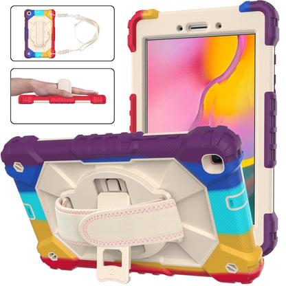 For Samsung Galaxy Tab A 8.0 (2019)T290/T295 Contrast Color Robot Shockproof Silicon + PC Protective Case with Holder & Shoulder Strap(Colorful Red) - Other Galaxy Tab PC by buy2fix | Online Shopping UK | buy2fix