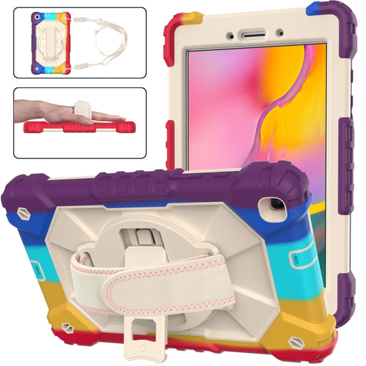 For Samsung Galaxy Tab A 8.0 (2019)T290/T295 Contrast Color Robot Shockproof Silicon + PC Protective Case with Holder & Shoulder Strap(Colorful Red) - Other Galaxy Tab PC by buy2fix | Online Shopping UK | buy2fix