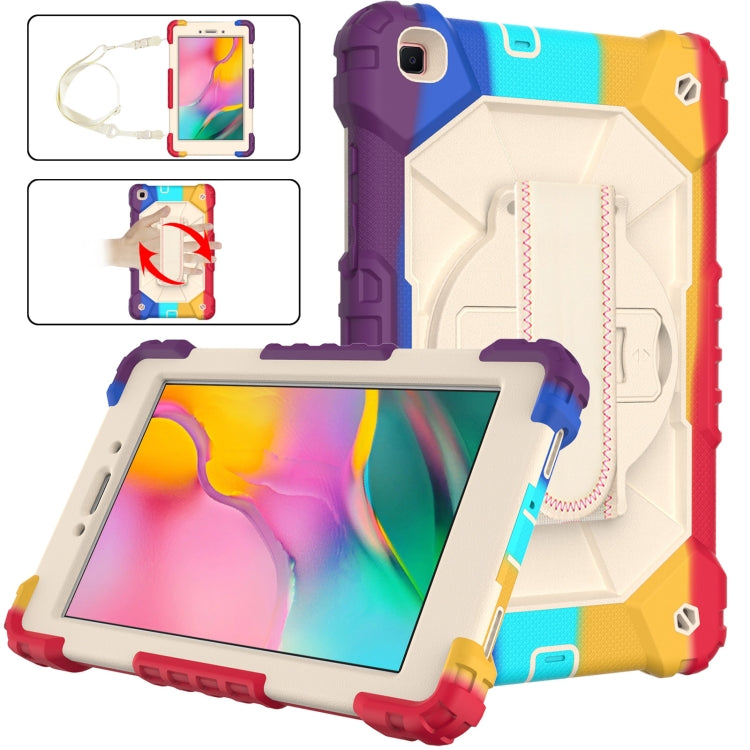 For Samsung Galaxy Tab A 8.0 (2019)T290/T295 Contrast Color Robot Shockproof Silicon + PC Protective Case with Holder & Shoulder Strap(Colorful Red) - Other Galaxy Tab PC by buy2fix | Online Shopping UK | buy2fix
