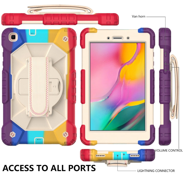 For Samsung Galaxy Tab A 8.0 (2019)T290/T295 Contrast Color Robot Shockproof Silicon + PC Protective Case with Holder & Shoulder Strap(Colorful Red) - Other Galaxy Tab PC by buy2fix | Online Shopping UK | buy2fix