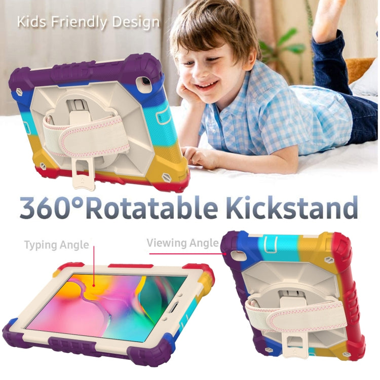 For Samsung Galaxy Tab A 8.0 (2019)T290/T295 Contrast Color Robot Shockproof Silicon + PC Protective Case with Holder & Shoulder Strap(Colorful Red) - Other Galaxy Tab PC by buy2fix | Online Shopping UK | buy2fix