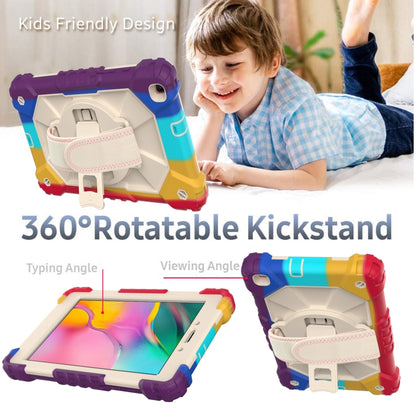 For Samsung Galaxy Tab A 8.0 (2019)T290/T295 Contrast Color Robot Shockproof Silicon + PC Protective Case with Holder & Shoulder Strap(Colorful Red) - Other Galaxy Tab PC by buy2fix | Online Shopping UK | buy2fix