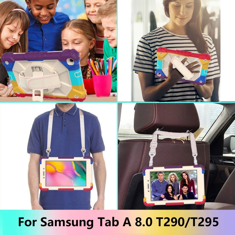 For Samsung Galaxy Tab A 8.0 (2019)T290/T295 Contrast Color Robot Shockproof Silicon + PC Protective Case with Holder & Shoulder Strap(Colorful Red) - Other Galaxy Tab PC by buy2fix | Online Shopping UK | buy2fix