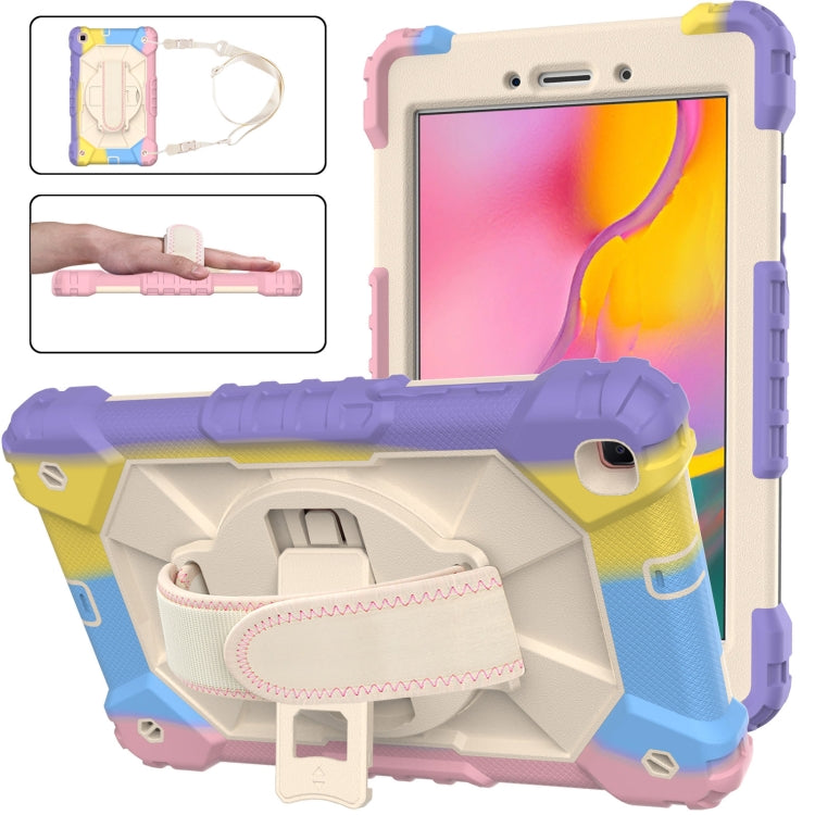 For Samsung Galaxy Tab A 8.0 (2019)T290/T295 Contrast Color Robot Shockproof Silicon + PC Protective Case with Holder & Shoulder Strap(Colorful Purple) - Other Galaxy Tab PC by buy2fix | Online Shopping UK | buy2fix