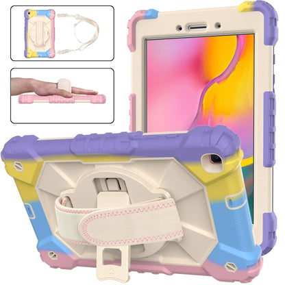 For Samsung Galaxy Tab A 8.0 (2019)T290/T295 Contrast Color Robot Shockproof Silicon + PC Protective Case with Holder & Shoulder Strap(Colorful Purple) - Other Galaxy Tab PC by buy2fix | Online Shopping UK | buy2fix