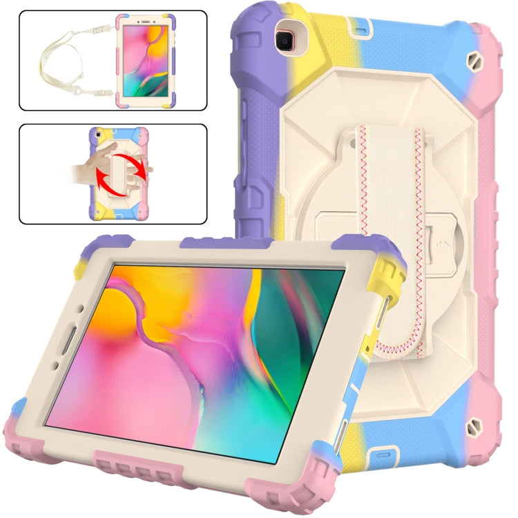 For Samsung Galaxy Tab A 8.0 (2019)T290/T295 Contrast Color Robot Shockproof Silicon + PC Protective Case with Holder & Shoulder Strap(Colorful Purple) - Other Galaxy Tab PC by buy2fix | Online Shopping UK | buy2fix