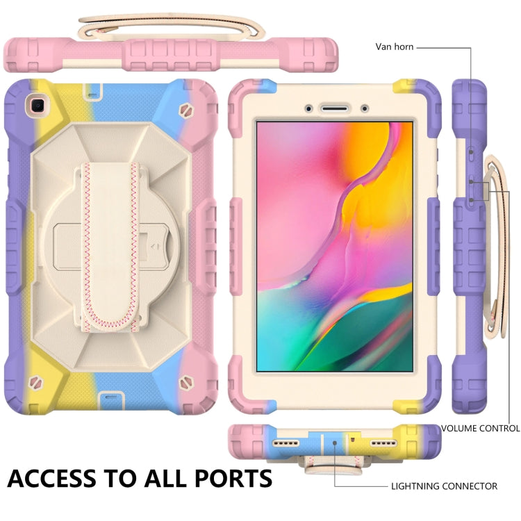 For Samsung Galaxy Tab A 8.0 (2019)T290/T295 Contrast Color Robot Shockproof Silicon + PC Protective Case with Holder & Shoulder Strap(Colorful Purple) - Other Galaxy Tab PC by buy2fix | Online Shopping UK | buy2fix