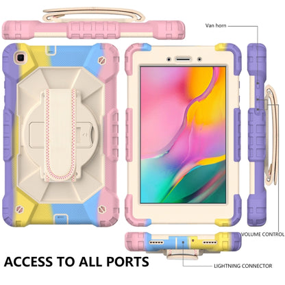 For Samsung Galaxy Tab A 8.0 (2019)T290/T295 Contrast Color Robot Shockproof Silicon + PC Protective Case with Holder & Shoulder Strap(Colorful Purple) - Other Galaxy Tab PC by buy2fix | Online Shopping UK | buy2fix