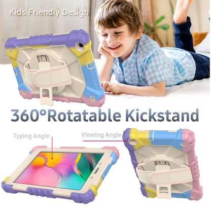 For Samsung Galaxy Tab A 8.0 (2019)T290/T295 Contrast Color Robot Shockproof Silicon + PC Protective Case with Holder & Shoulder Strap(Colorful Purple) - Other Galaxy Tab PC by buy2fix | Online Shopping UK | buy2fix