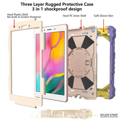 For Samsung Galaxy Tab A 8.0 (2019)T290/T295 Contrast Color Robot Shockproof Silicon + PC Protective Case with Holder & Shoulder Strap(Colorful Purple) - Other Galaxy Tab PC by buy2fix | Online Shopping UK | buy2fix