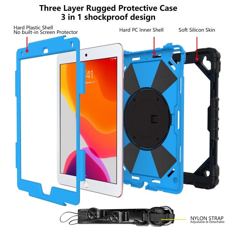 Contrast Color Robot Shockproof Silicon + PC Protective Case with Holder & Shoulder Strap For iPad 9.7 (2018) & (2017) / Air 2 / Air(Black+Blue) - iPad 9.7 (2018) & (2017) Cases by buy2fix | Online Shopping UK | buy2fix