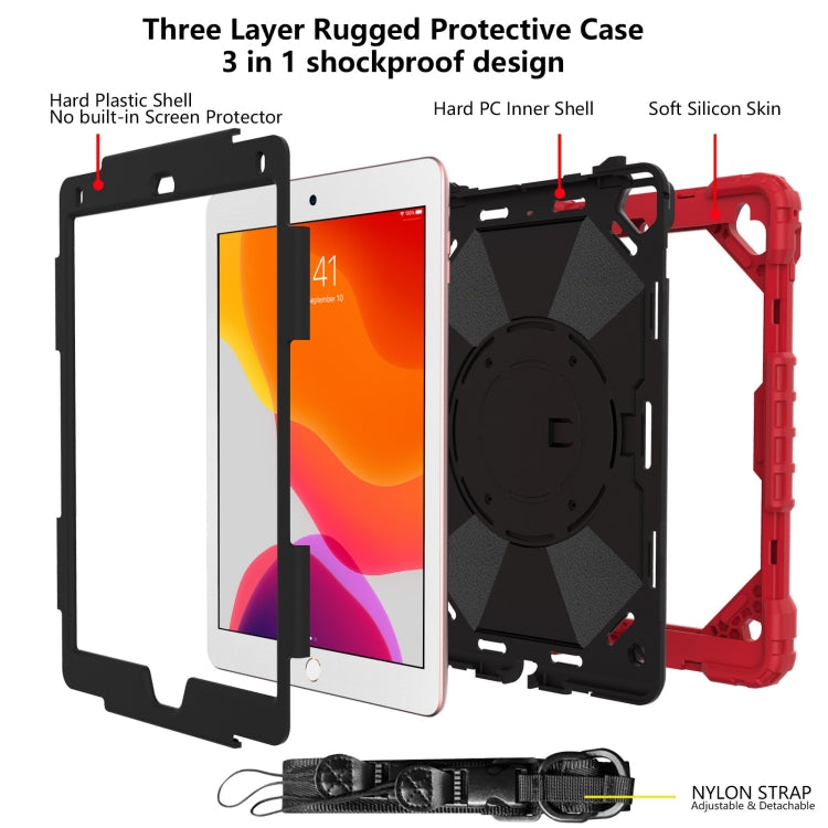 Contrast Color Robot Shockproof Silicon + PC Protective Case with Holder & Shoulder Strap For iPad 9.7 (2018) & (2017) / Air 2 / Air(Red+Black) - iPad 9.7 (2018) & (2017) Cases by buy2fix | Online Shopping UK | buy2fix
