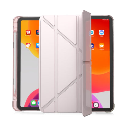 For iPad Pro 11 2022 / 2021 / 2020 Multi-folding Horizontal Flip PU Leather + TPU Aitbag Shockproof Half Paste Tablet Case with Holder & Pen Slot & Sleep / Wake-up Function(Cherry Pink) - iPad Pro 11 (2022/2021) Cases by buy2fix | Online Shopping UK | buy2fix