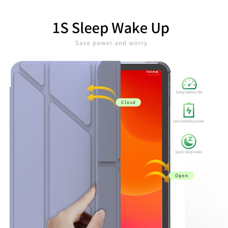 For iPad Pro 11 2022 / 2021 / 2020 Multi-folding Horizontal Flip PU Leather + TPU Aitbag Shockproof Half Paste Tablet Case with Holder & Pen Slot & Sleep / Wake-up Function(Cherry Pink) - iPad Pro 11 (2022/2021) Cases by buy2fix | Online Shopping UK | buy2fix