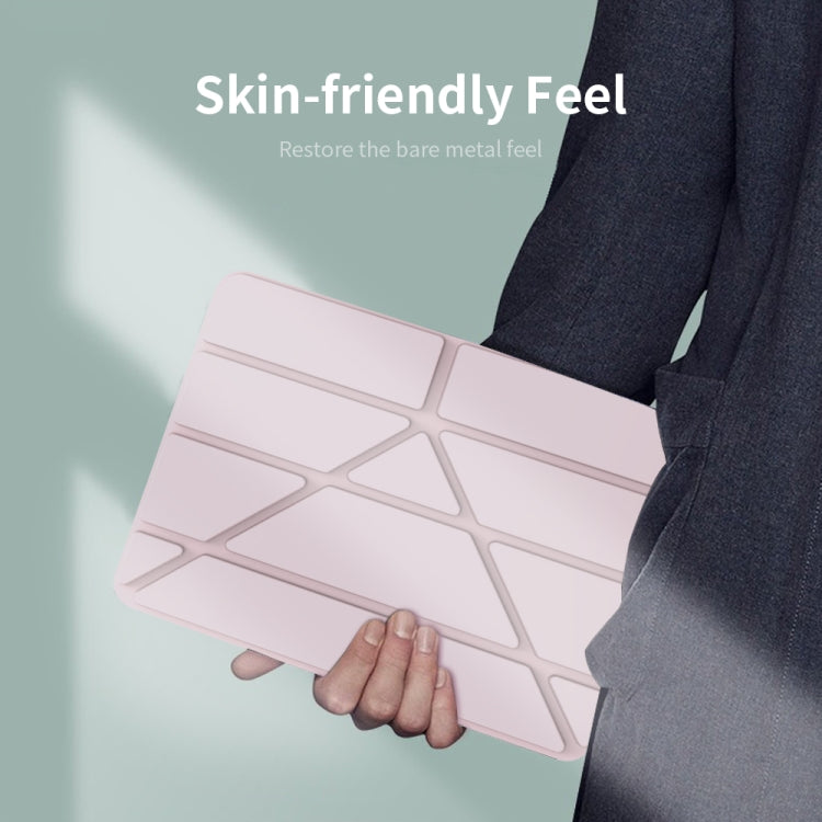 For iPad Pro 11 2022 / 2021 / 2020 Multi-folding Horizontal Flip PU Leather + TPU Aitbag Shockproof Half Paste Tablet Case with Holder & Pen Slot & Sleep / Wake-up Function(Lavender Grey) - iPad Pro 11 (2022/2021) Cases by buy2fix | Online Shopping UK | buy2fix