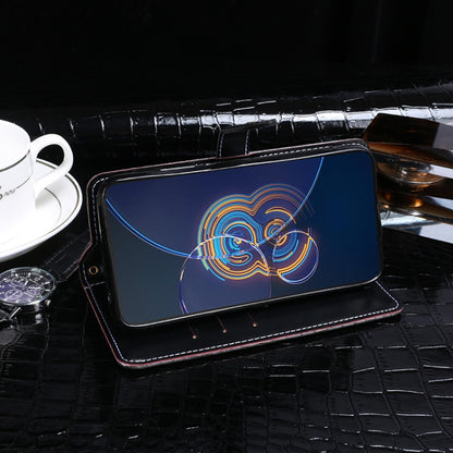 For Asus Zenfone 8 Flip idewei Crocodile Texture Horizontal Flip Leather Case with Holder & Card Slots & Wallet(Dark Blue) - ASUS Cases by idewei | Online Shopping UK | buy2fix