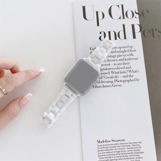 Rhombic Grid Ceramics Watch Band For Apple Watch Series 9&8&7 41mm / SE 3&SE 2&6&SE&5&4 40mm / 3&2&1 38mm(White)