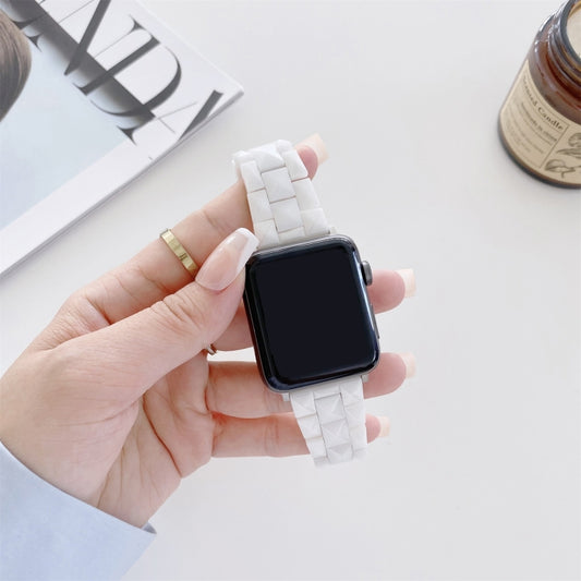 Rhombic Grid Ceramics Watch Band For Apple Watch Series 9&8&7 41mm / SE 3&SE 2&6&SE&5&4 40mm / 3&2&1 38mm(White) by buy2fix