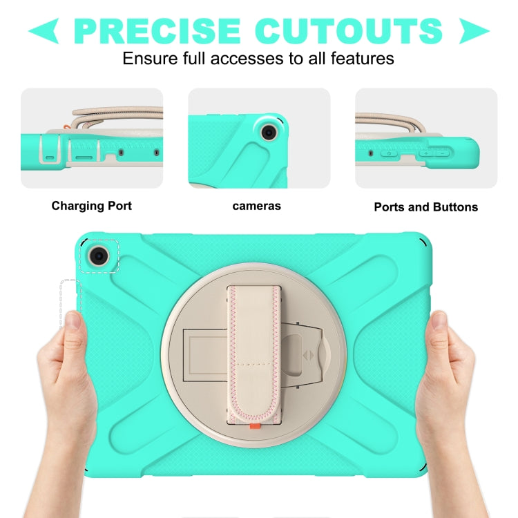 For Amazon Kindle Fire HD 10 2021 Silicone + PC Protective Case with Holder & Shoulder Strap(Mint Green) - Amazon by buy2fix | Online Shopping UK | buy2fix