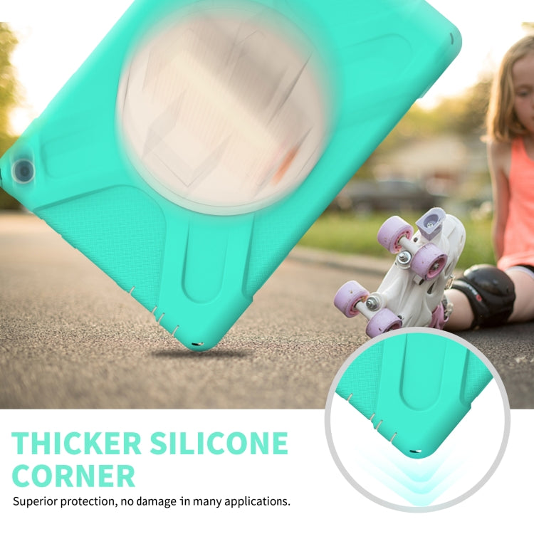 For Amazon Kindle Fire HD 10 2021 Silicone + PC Protective Case with Holder & Shoulder Strap(Mint Green) - Amazon by buy2fix | Online Shopping UK | buy2fix