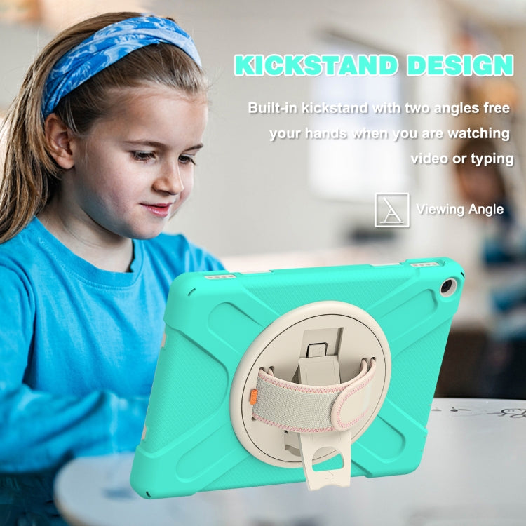 For Amazon Kindle Fire HD 10 2021 Silicone + PC Protective Case with Holder & Shoulder Strap(Mint Green) - Amazon by buy2fix | Online Shopping UK | buy2fix