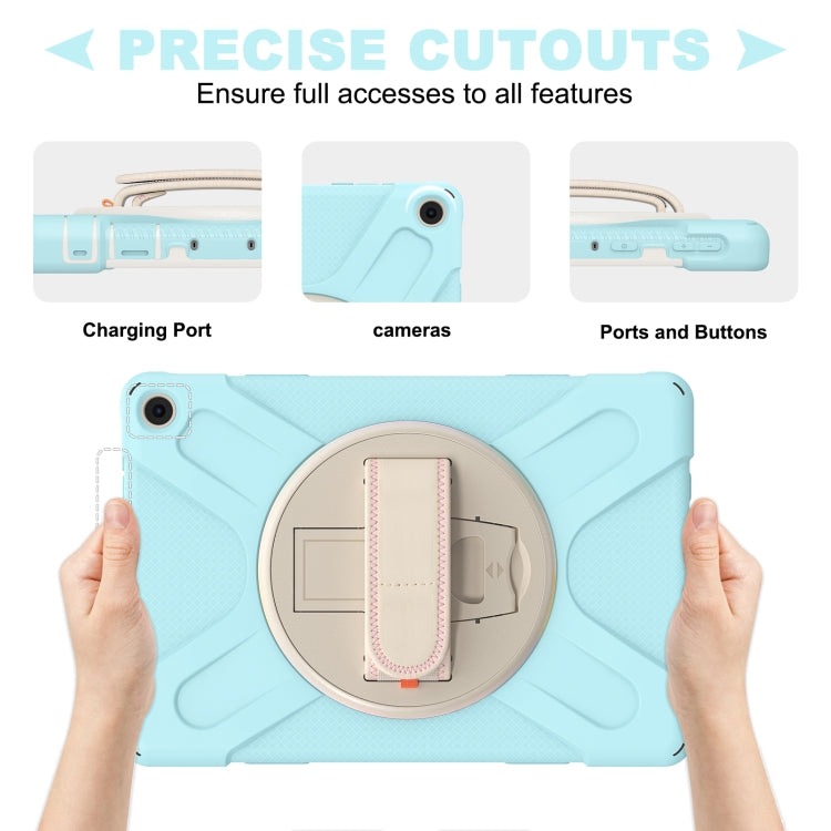 For Amazon Kindle Fire HD 10 2021 Silicone + PC Protective Case with Holder & Shoulder Strap(Ice Blue) - Amazon by buy2fix | Online Shopping UK | buy2fix