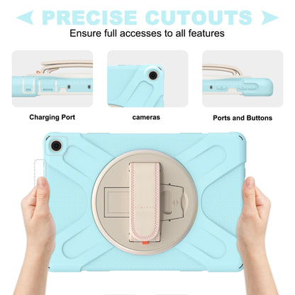 For Amazon Kindle Fire HD 10 2021 Silicone + PC Protective Case with Holder & Shoulder Strap(Ice Blue) - Amazon by buy2fix | Online Shopping UK | buy2fix